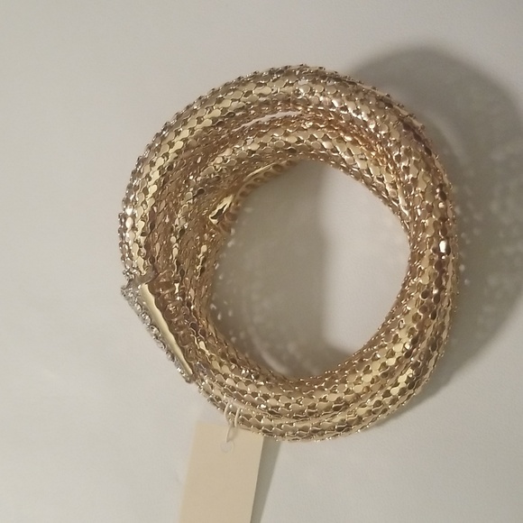 Women's Amrita Singh Bracelet; Goldtone Rhinestones and Simulated Onyx Stones - Picture 4 of 9